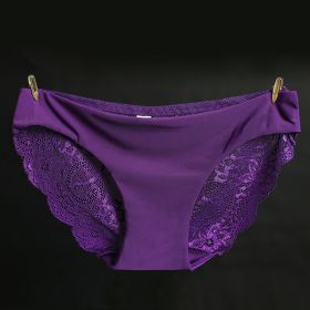 Lace ladies low waist briefs (Option: Aristocratic Purple-S)