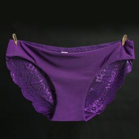 Lace ladies low waist briefs (Option: Aristocratic Purple-S)